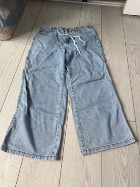 OAT New York 10/30 Cloud Luxe Denim super wide leg jeans blue casual baggy tie
